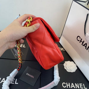 Chanel 19 Large Handbag Lambskin Gold AS1161 Red - Default Title - View 2