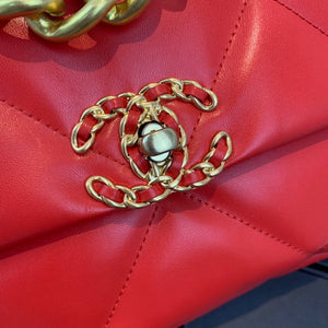 Chanel 19 Large Handbag Lambskin Gold AS1161 Red - Default Title - View 5