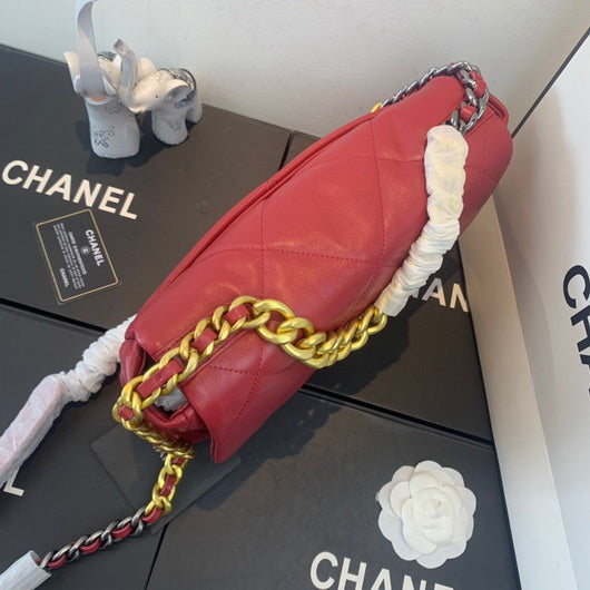 Chanel 19 Large Handbag Lambskin Gold AS1161 Wind Red - Default Title - View 4