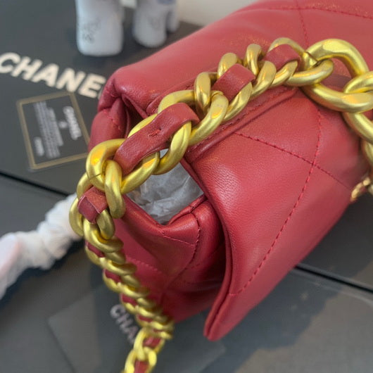 Chanel 19 Large Handbag Lambskin Gold AS1161 Wind Red - Default Title - View 5