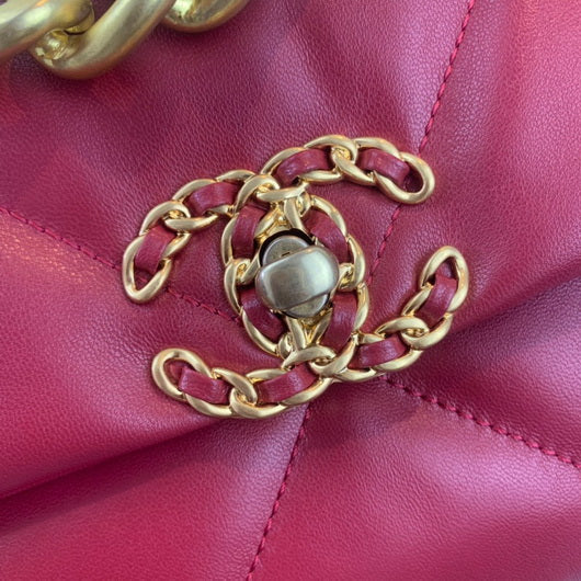 Chanel 19 Large Handbag Lambskin Gold AS1161 Wind Red - Default Title - View 6
