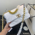Chanel 19 Large Handbag Lambskin Gold AS1161 White - Default Title - View 1