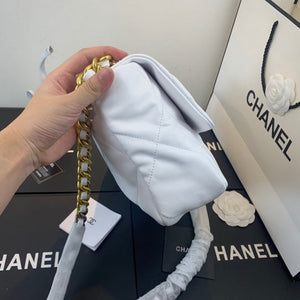 Chanel 19 Large Handbag Lambskin Gold AS1161 White - Default Title - View 2