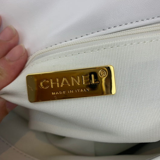 Chanel 19 Large Handbag Lambskin Gold AS1161 White - Default Title - View 8