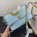 Chanel 19 Large Handbag Lambskin Gold AS1161 Light Blue - Default Title - View 1
