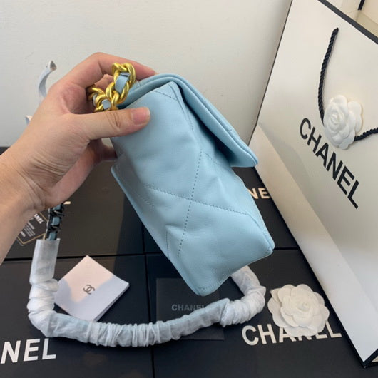 Chanel 19 Large Handbag Lambskin Gold AS1161 Light Blue - Default Title - View 2