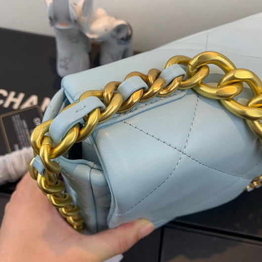 Chanel 19 Large Handbag Lambskin Gold AS1161 Light Blue - Default Title - View 5