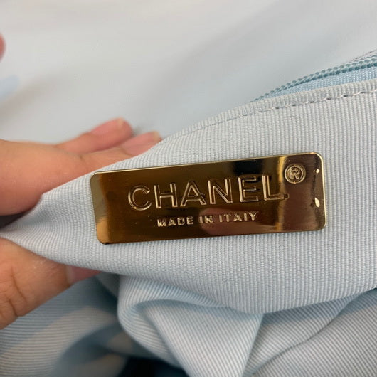 Chanel 19 Large Handbag Lambskin Gold AS1161 Light Blue - Default Title - View 8