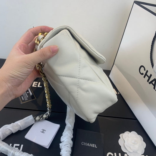 Chanel 19 Large Handbag Lambskin Gold AS1161 Beige - Default Title - View 2