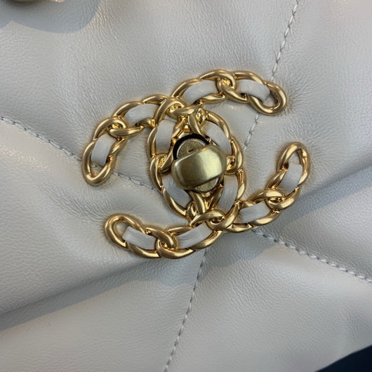 Chanel 19 Large Handbag Lambskin Gold AS1161 Beige - Default Title - View 6