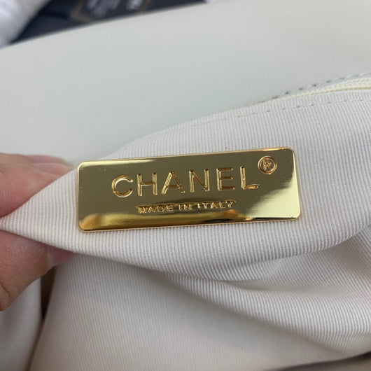 Chanel 19 Large Handbag Lambskin Gold AS1161 Beige