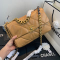 Chanel 19 Large Handbag Lambskin Gold AS1161 Tan - Default Title - View 1