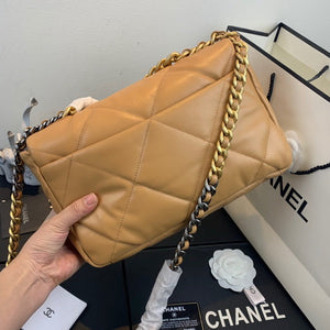 Chanel 19 Large Handbag Lambskin Gold AS1161 Tan - Default Title - View 3