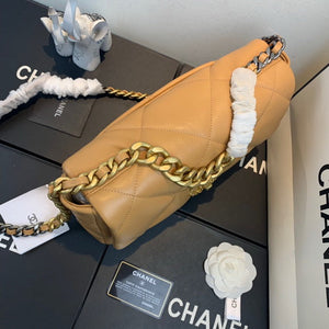 Chanel 19 Large Handbag Lambskin Gold AS1161 Tan - Default Title - View 4
