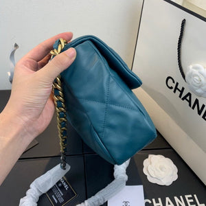 Chanel 19 Large Handbag Lambskin Gold AS1161 Lake Blue - Default Title - View 2