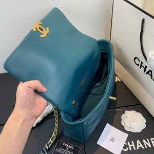 Chanel 19 Large Handbag Lambskin Gold AS1161 Lake Blue - Default Title - View 7