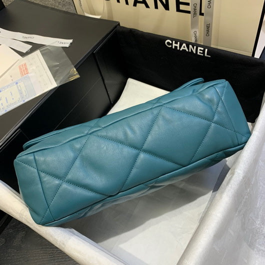 Chanel 19 Maxi Handbag Lambskin Gold AS1162 Lake Blue - Default Title - View 6
