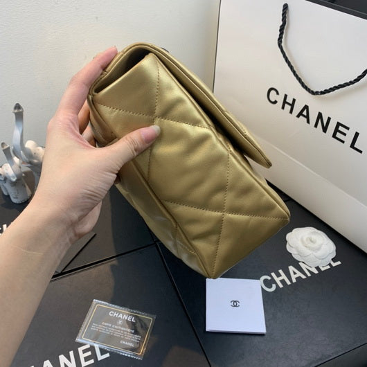Chanel 19 Maxi Handbag Lambskin Gold AS1162 Gold - Default Title - View 2