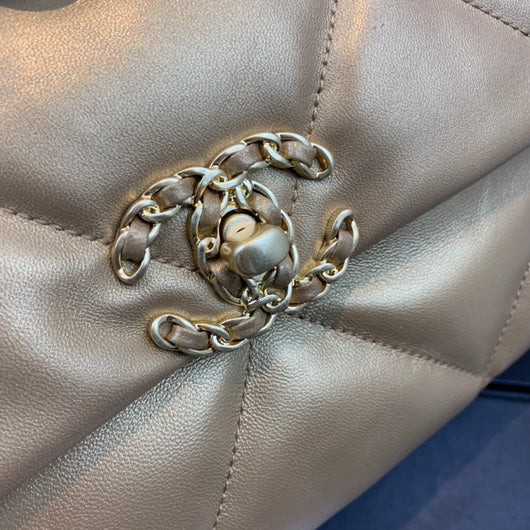Chanel 19 Maxi Handbag Lambskin Gold AS1162 Gold - Default Title - View 5