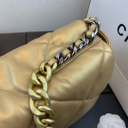 Chanel 19 Maxi Handbag Lambskin Gold AS1162 Gold - Default Title - View 6