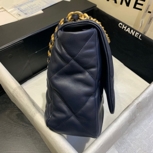 Chanel 19 Maxi Handbag Lambskin Gold AS1162 Navy Blue - Default Title - View 5