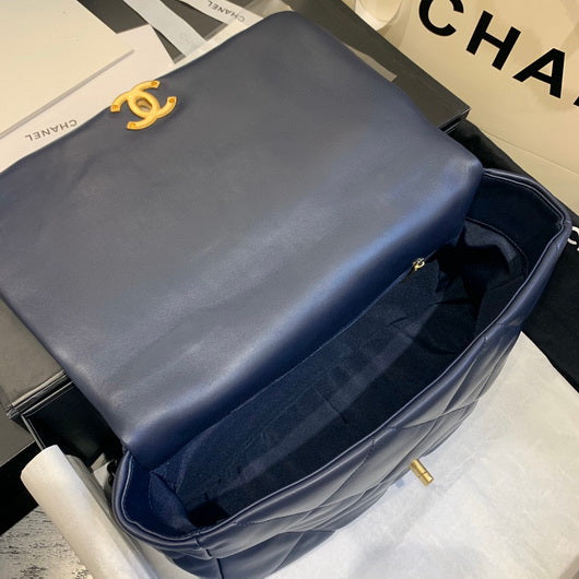 Chanel 19 Maxi Handbag Lambskin Gold AS1162 Navy Blue - Default Title - View 7