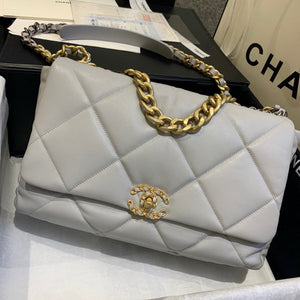 Chanel 19 Maxi Handbag Lambskin Gold AS1162 Grey - Default Title - View 1