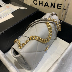 Chanel 19 Maxi Handbag Lambskin Gold AS1162 Grey - Default Title - View 3
