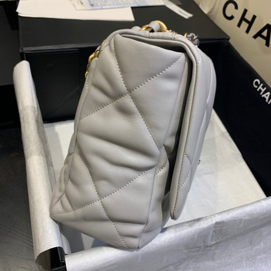 Chanel 19 Maxi Handbag Lambskin Gold AS1162 Grey - Default Title - View 5