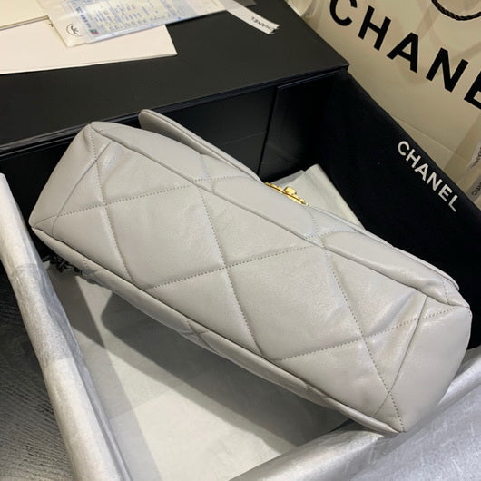 Chanel 19 Maxi Handbag Lambskin Gold AS1162 Grey - Default Title - View 6