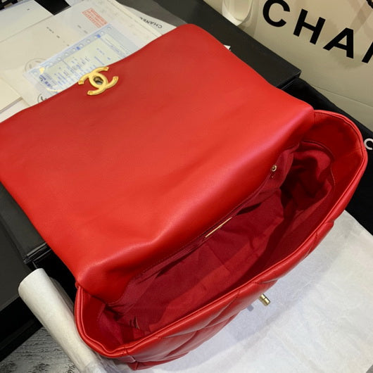 Chanel 19 Maxi Handbag Lambskin Gold AS1162 Red - Default Title - View 7