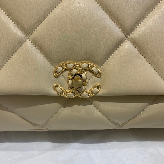 Chanel 19 Maxi Handbag Lambskin Gold AS1162 Apricot - Default Title - View 2