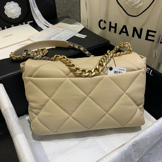 Chanel 19 Maxi Handbag Lambskin Gold AS1162 Apricot - Default Title - View 4