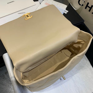 Chanel 19 Maxi Handbag Lambskin Gold AS1162 Apricot - Default Title - View 7