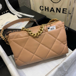Chanel 19 Maxi Handbag Lambskin Gold AS1162 Tan - Default Title - View 4