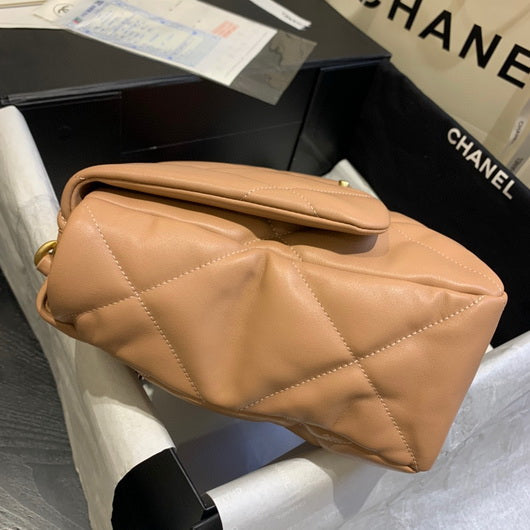 Chanel 19 Maxi Handbag Lambskin Gold AS1162 Tan - Default Title - View 5