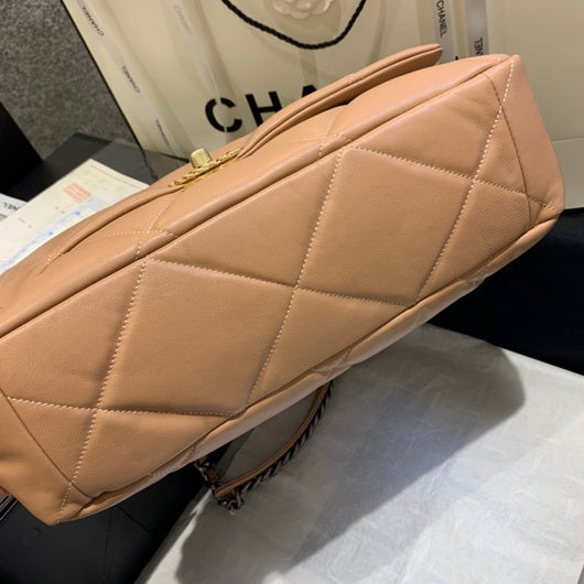 Chanel 19 Maxi Handbag Lambskin Gold AS1162 Tan - Default Title - View 6