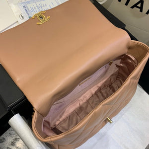 Chanel 19 Maxi Handbag Lambskin Gold AS1162 Tan - Default Title - View 7