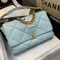 Chanel 19 Maxi Handbag Lambskin Gold AS1162 Light Blue