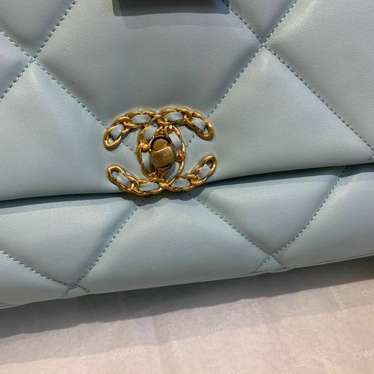 Chanel 19 Maxi Handbag Lambskin Gold AS1162 Light Blue - Default Title - View 2