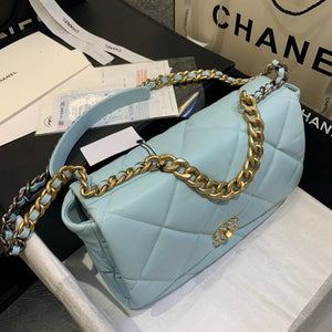 Chanel 19 Maxi Handbag Lambskin Gold AS1162 Light Blue - Default Title - View 3