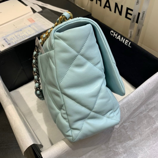 Chanel 19 Maxi Handbag Lambskin Gold AS1162 Light Blue - Default Title - View 5