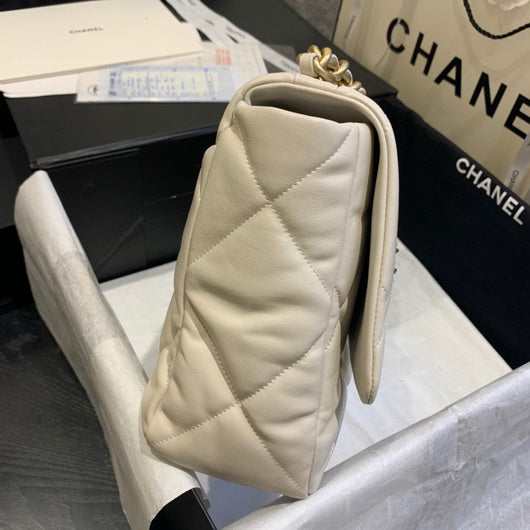 Chanel 19 Maxi Handbag Lambskin Gold AS1162 Beige - Default Title - View 5
