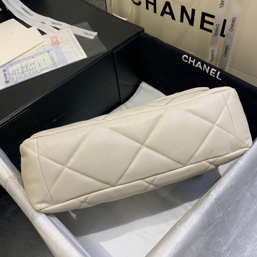 Chanel 19 Maxi Handbag Lambskin Gold AS1162 Beige - Default Title - View 6