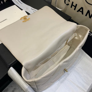 Chanel 19 Maxi Handbag Lambskin Gold AS1162 Beige - Default Title - View 7