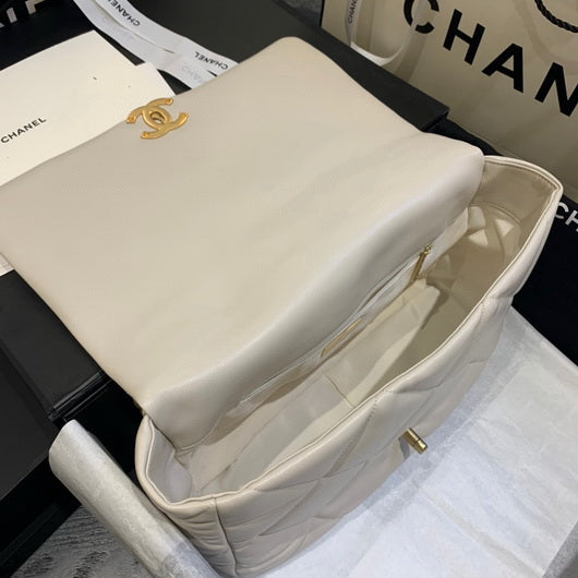 Chanel 19 Maxi Handbag Lambskin Gold AS1162 Beige - Default Title - View 7