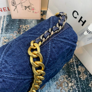 Chanel 19 Maxi Handbag Lambskin Gold AS1162 Navy Blue - Default Title - View 6