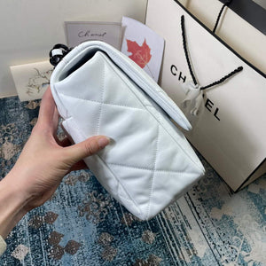 Chanel 19 Maxi Handbag Lambskin Gold AS1162 White - Default Title - View 2