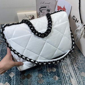 Chanel 19 Maxi Handbag Lambskin Gold AS1162 White - Default Title - View 3