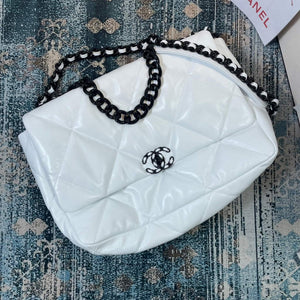 Chanel 19 Maxi Handbag Lambskin Gold AS1162 White - Default Title - View 8
